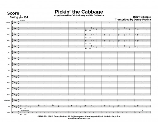 Pickin' the Cabbage - score sample