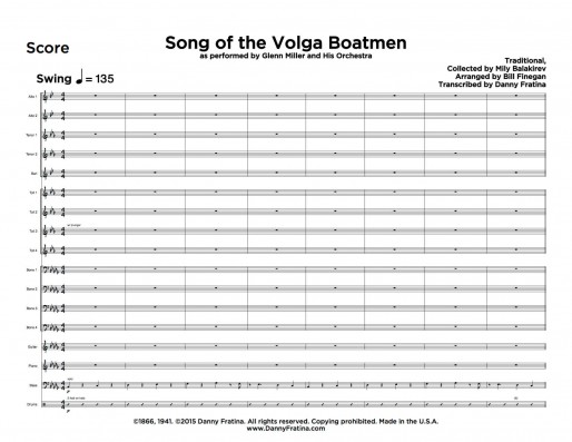 Song of the Volga Boatmen score sample