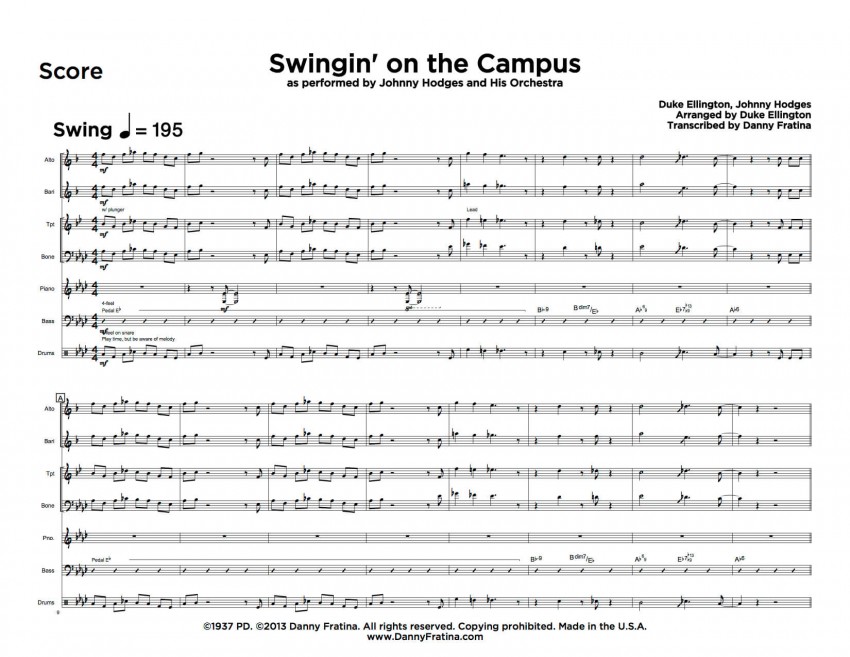 Swingin' On The Campus score sample