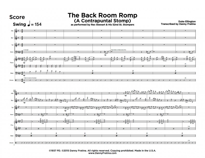 The Back Room Romp (A Contrapuntal Stomp) score sample