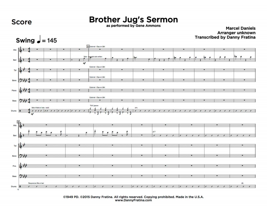 Brother Jug's Sermon score sample