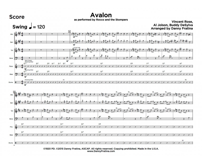 Avalon score sample