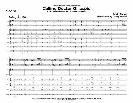 Calling Doctor Gillespie 4-horns score sample