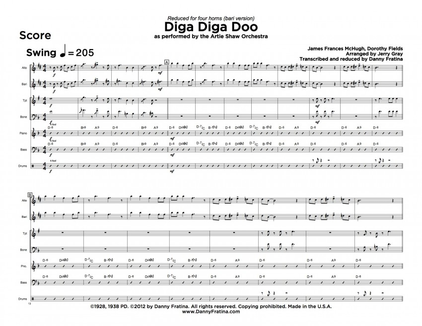 Diga Diga Doo 4-horns score sample