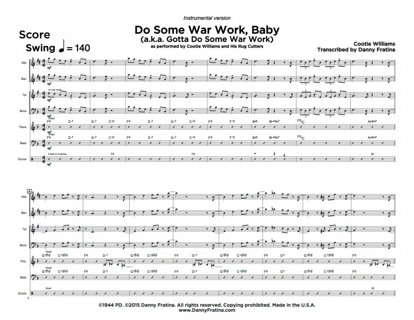 Do Some War Work, Baby inst score sample