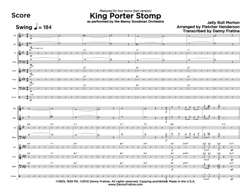 King Porter Stomp 4-horns score sample