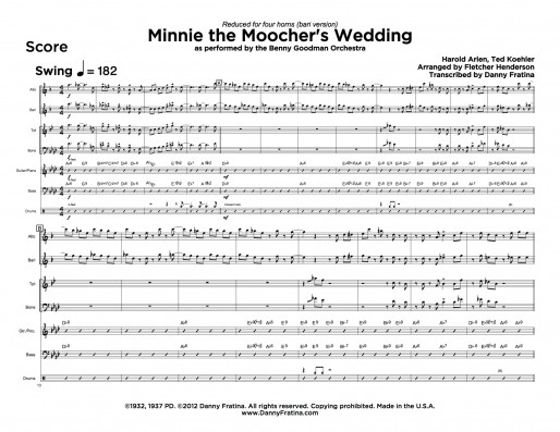 Minnie The Moocher's Wedding 4-horn score sample