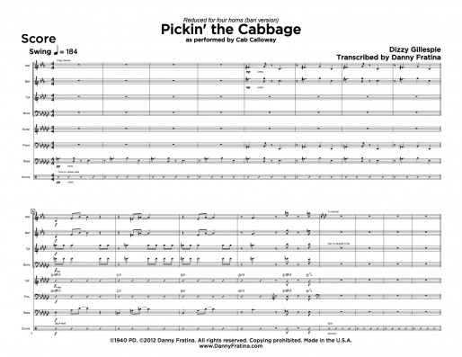 Pickin' the Cabbage 4-horns score sample