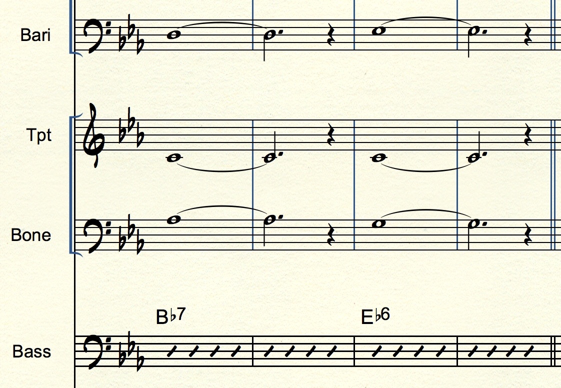 Skunk Hollow Blues - background chord voicings under alto solo