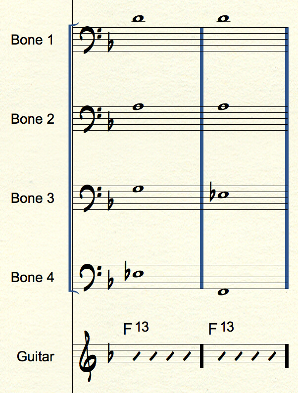 F13 four trombone closed four and spread voicing
