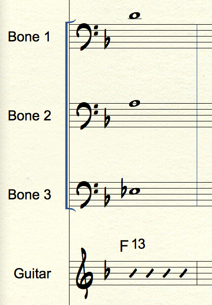 F13 trombone spread voicing for big band