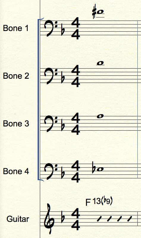 F13(b9) trombone spread voicing for big band