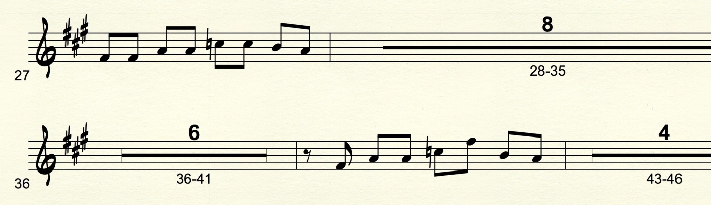 example of multimeasure rest number ranges