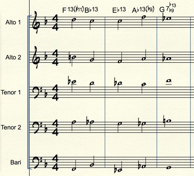 example of sax section spread voicings